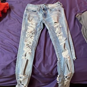 American Eagle size 2 light washed ripped jeans